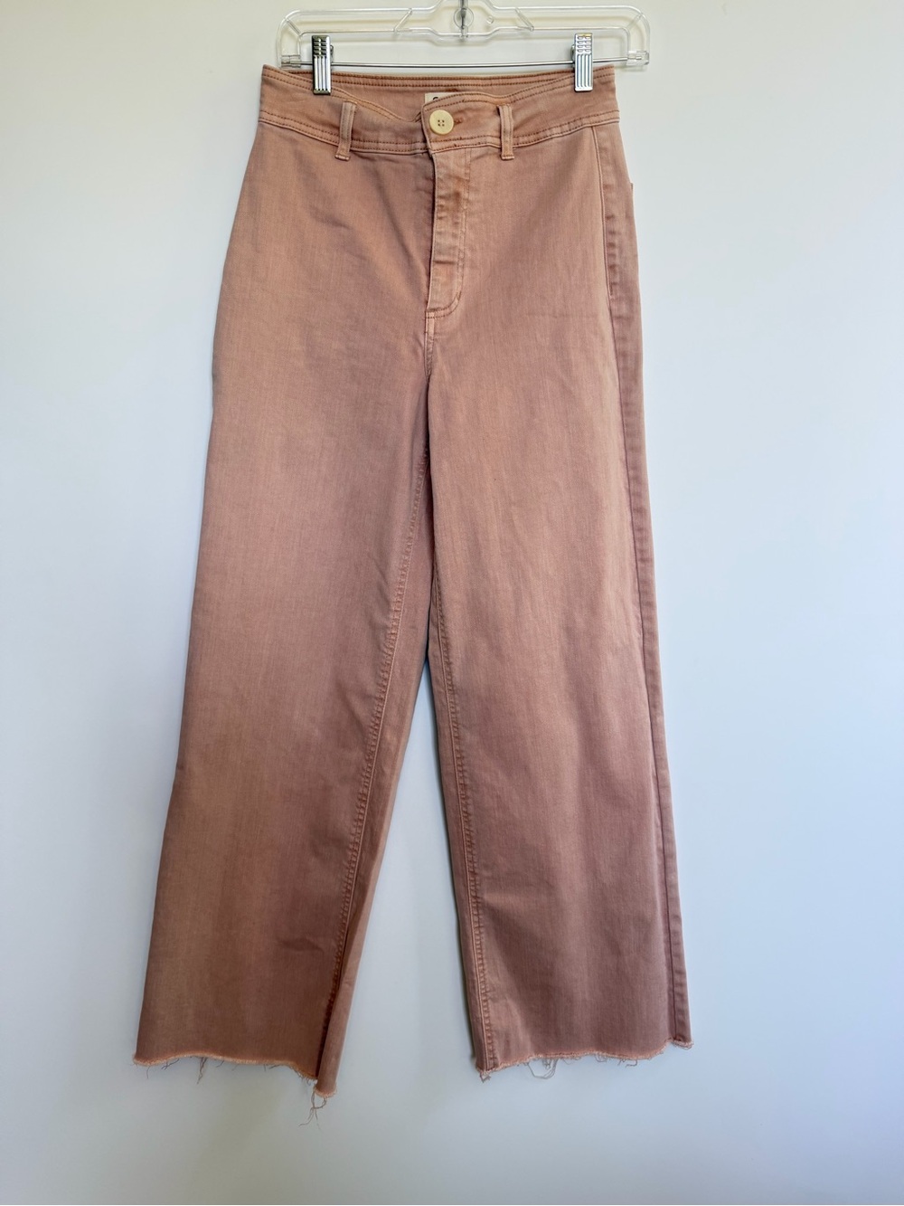 Oat Wide Leg High Rise Frayed Pants Light Mauve Size 4